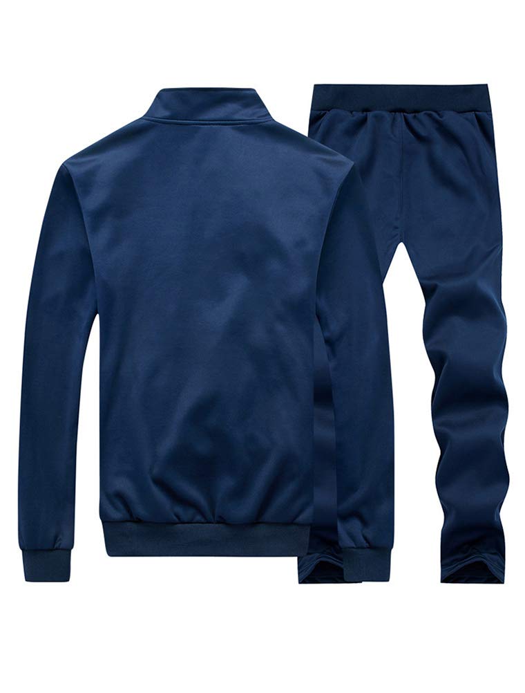 PASOK Men's Casual Tracksuit Long Sleeve Full Zip Running Jogging Sweatsuit Athletic Sports Set Blue 2XL - Image 2